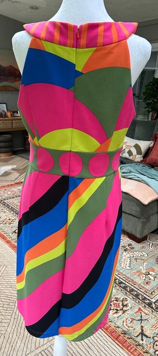 Muse Racerback Colorful Mod Dress Size 10 - Picture 3 of 9